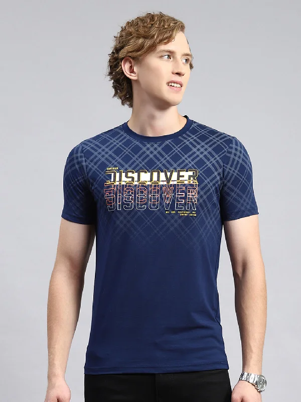 Men Blue Printed T-Shirt