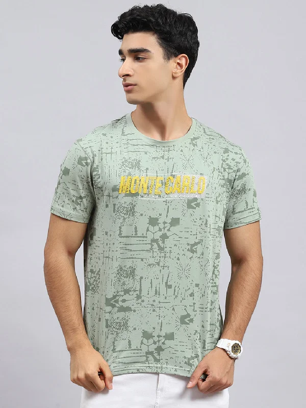 Men Green Printed T-Shirt