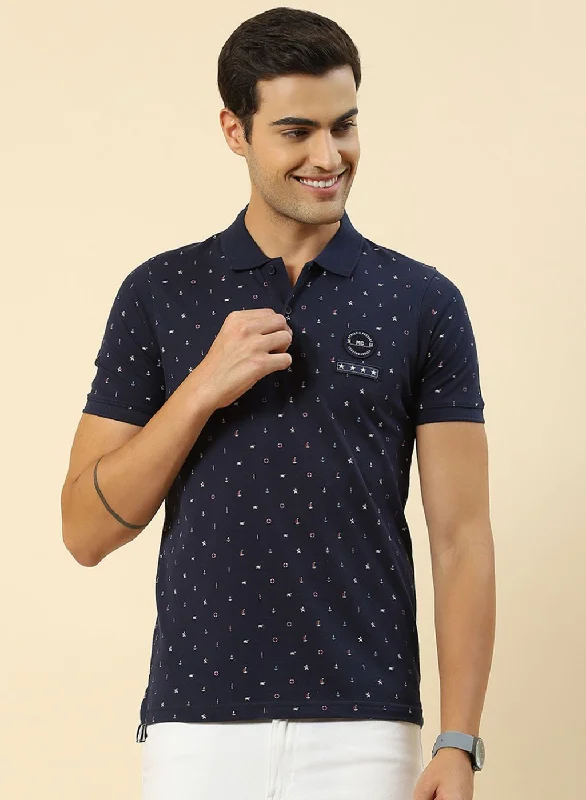 Men Blue Printed T-Shirt