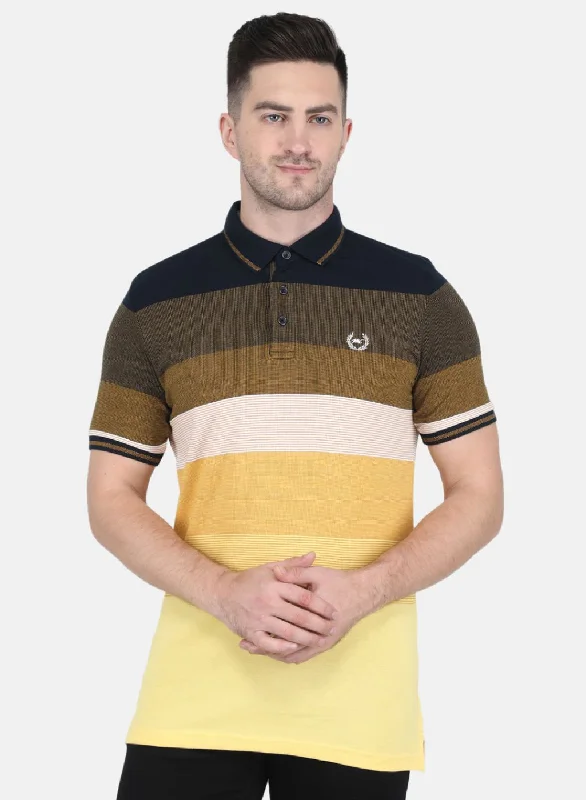 Men Mustard Stripe T-Shirt