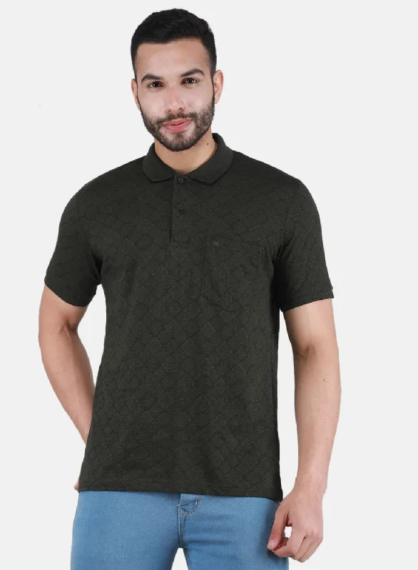 Men Olive Printed T-Shirt