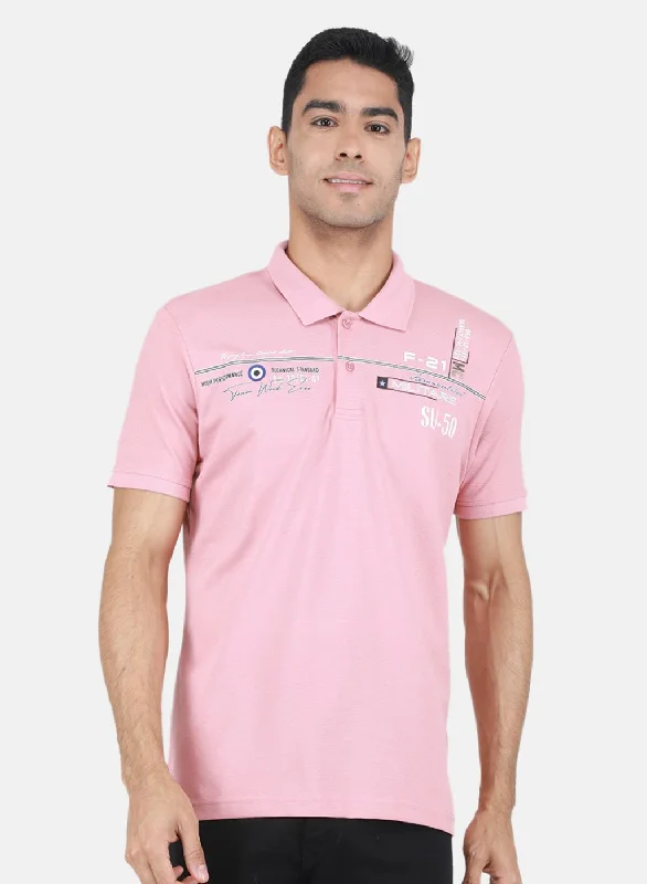 Men Pink Solid T-Shirt