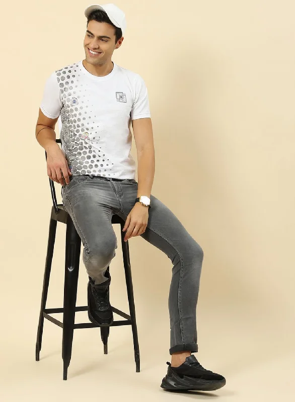 Men White Printed T-Shirt