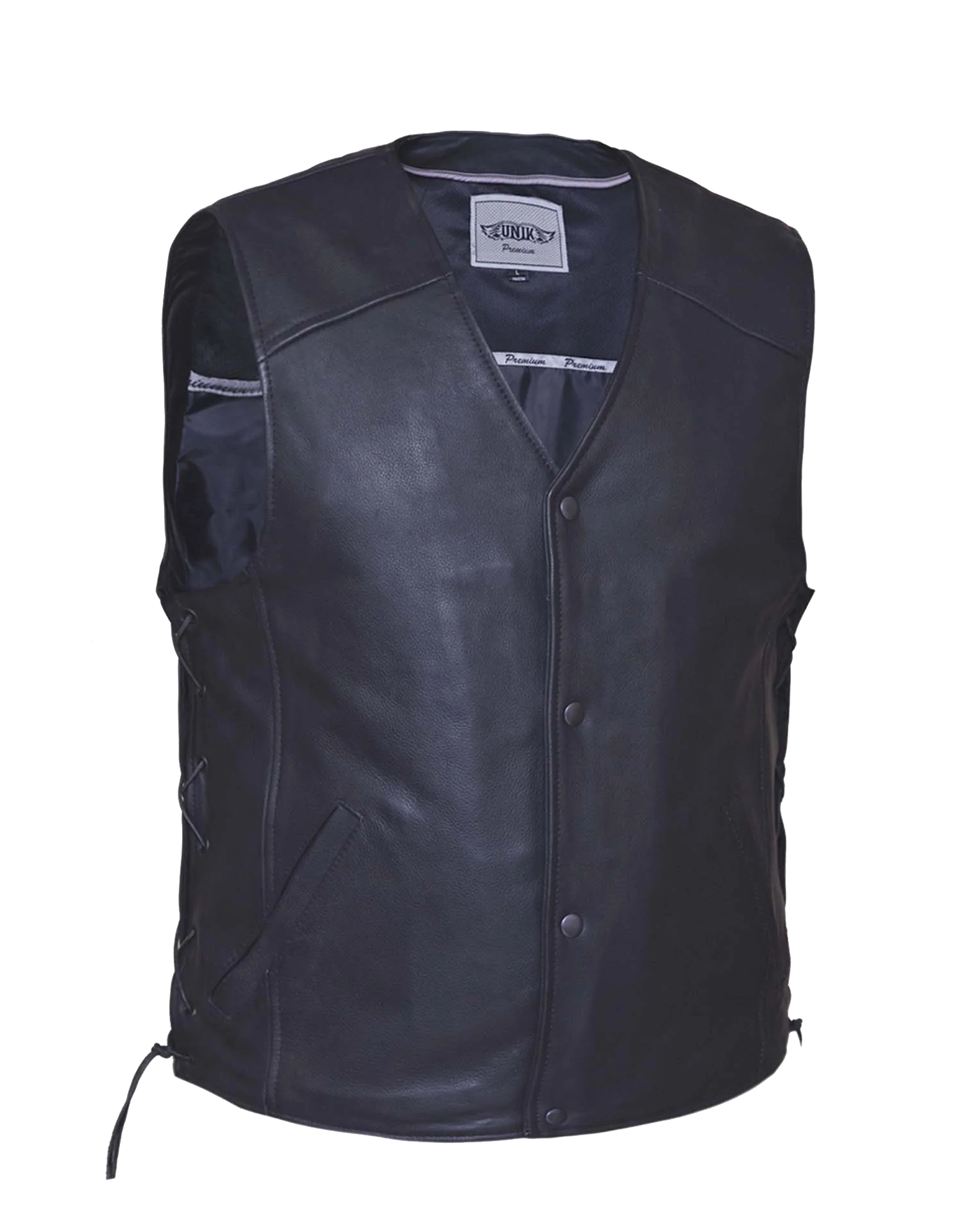 6650.NK- Men's Premium Black Leather Vest