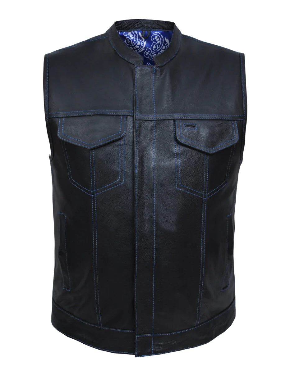 6665.03- Men's White & Blue Lining Club Vest