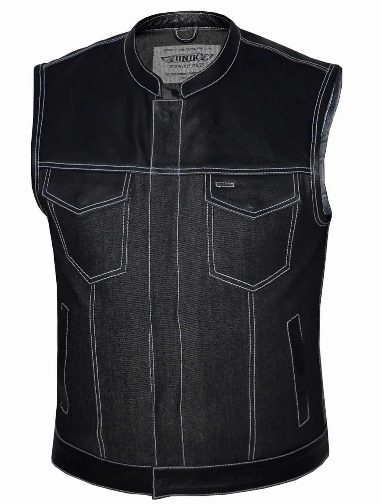 6679- Men's Denim Leather Club Vest