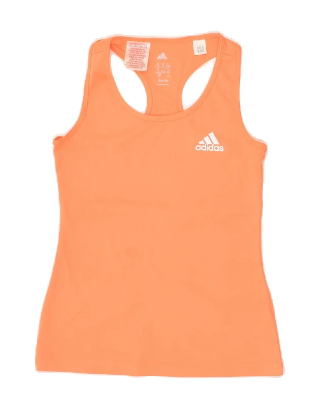 ADIDAS Girls Climalite Vest Top 9-10 Years Orange Polyester