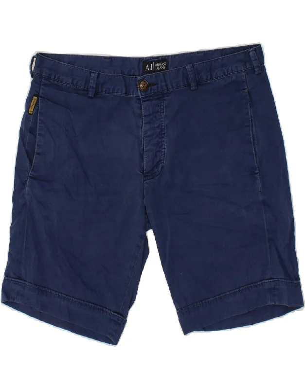 ARMANI Mens Chino Shorts EU 46 Small W30  Navy Blue Cotton