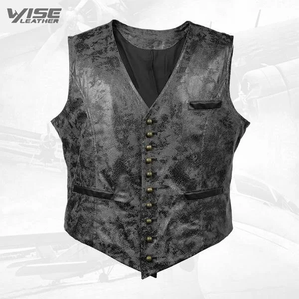 Black Victorian Steampunk Gothic Retro Wind Leather Cowboy Vest