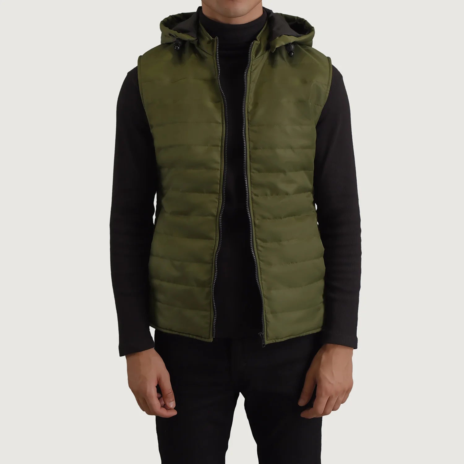 Carlo Green Hooded Puffer Vest