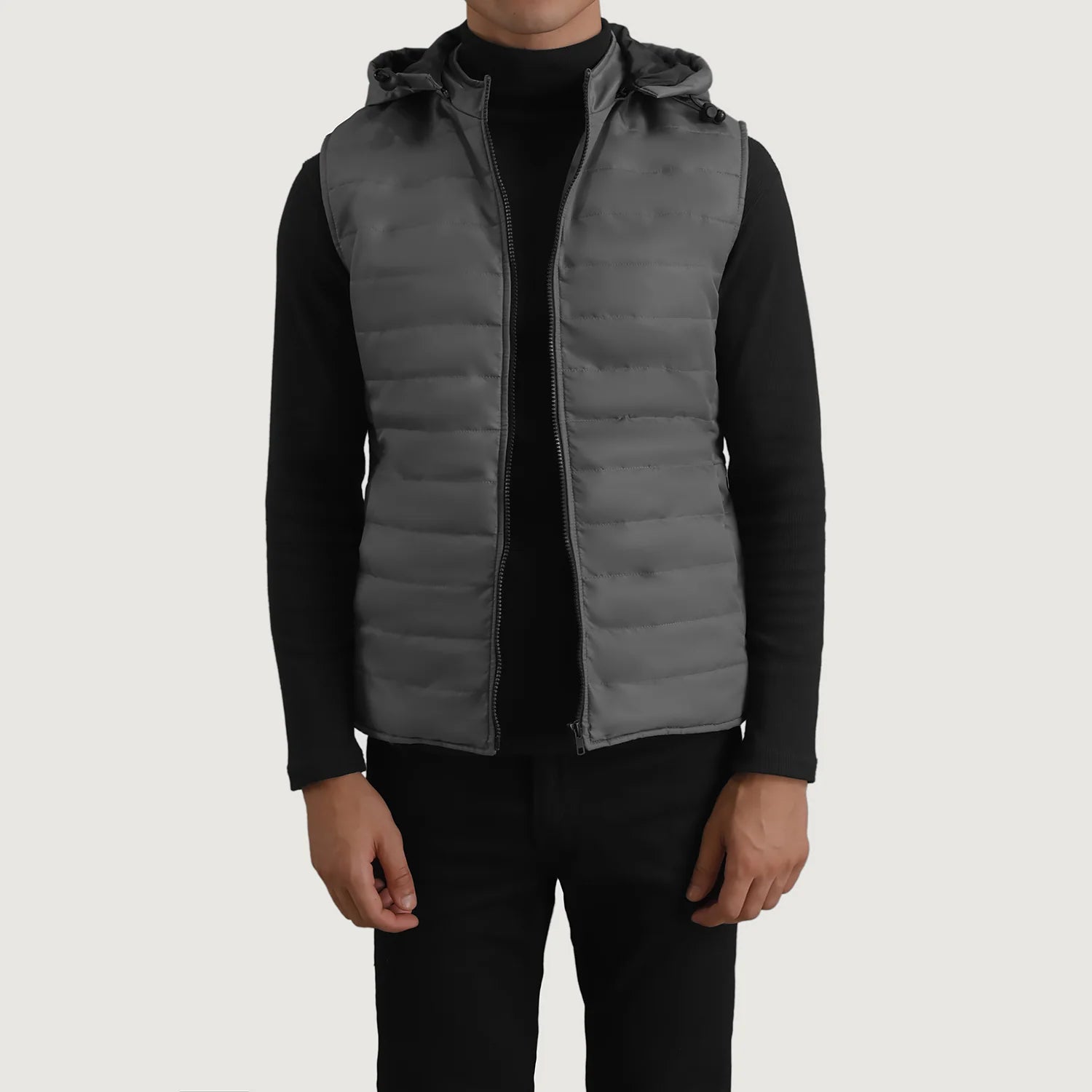 Carlo Grey Hooded Puffer Vest