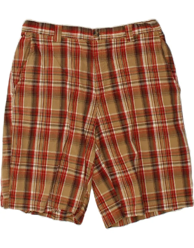 COLUMBIA Mens Chino Shorts W36 Large Brown Check Cotton