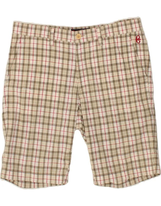 CONTE OF FLORENCE Mens Chino Shorts IT 52 XL W36  Beige Check Cotton