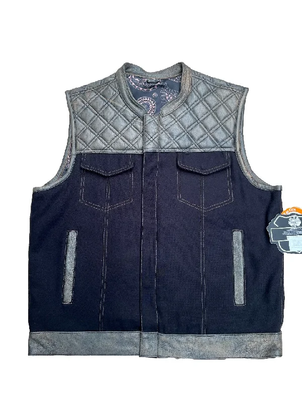 Dark brown two tone denim vest