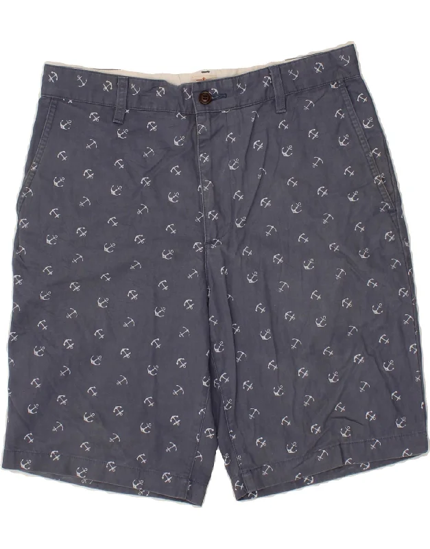 DOCKERS Mens Abstract Pattern Chino Shorts W32 Medium Navy Blue Cotton