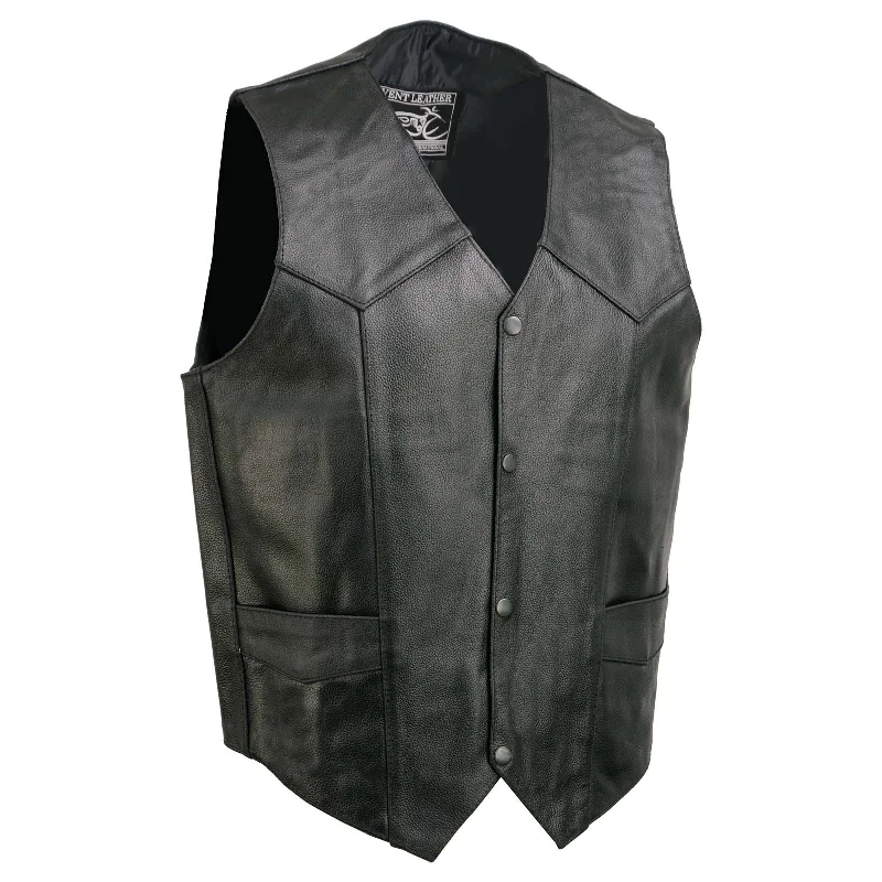 Event Leather EL5310 Black Motorcycle Leather Vest for Men - Riding Club Adult Motorcycle Vests