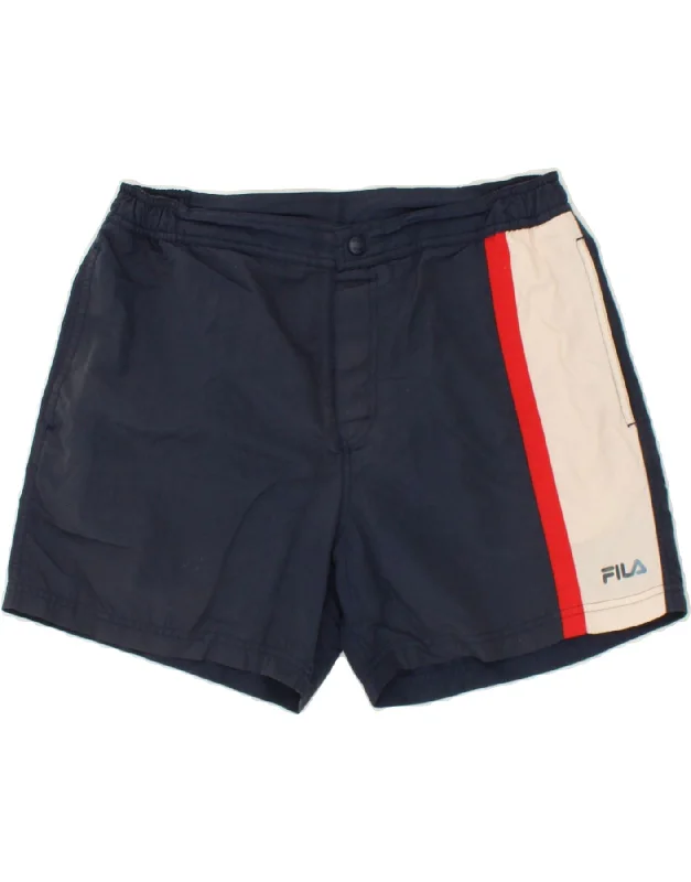 FILA Mens Casual Shorts Medium W32 Navy Blue Colourblock