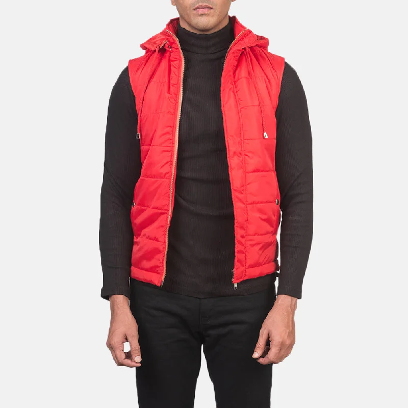 Fuston Red Hooded Puffer Vest