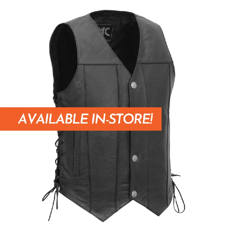 Gun Slinger Men's Motorcycle Western Style Leather Vest - Extreme Biker Leather