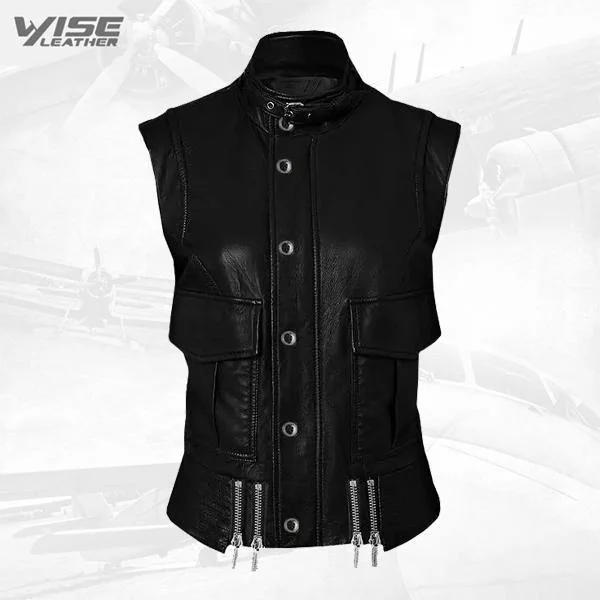 Handmade Cool Black Leather Biker Vest