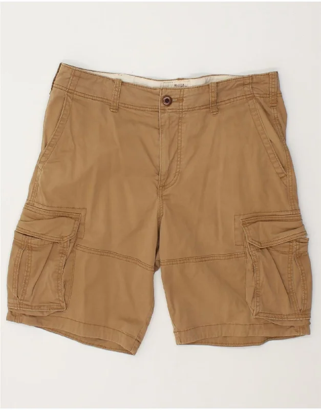 HOLLISTER Mens Classic Fit Cargo Shorts W32 Medium  Brown Cotton