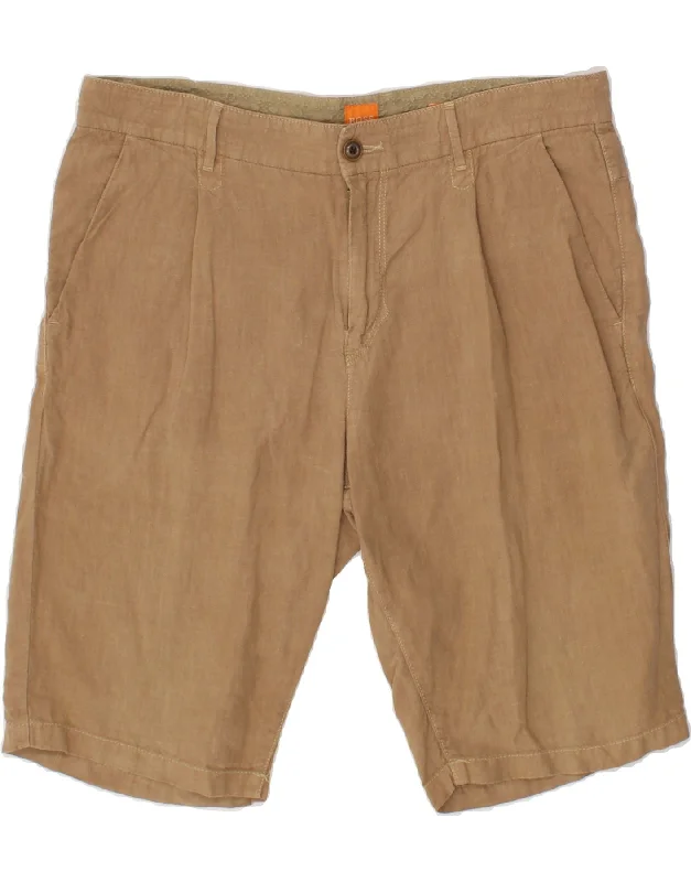 HUGO BOSS Mens Regular Fit Chino Shorts W36 Large Beige Linen