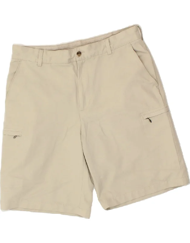 IZOD Mens Cargo Shorts W34 Large Beige Polyester