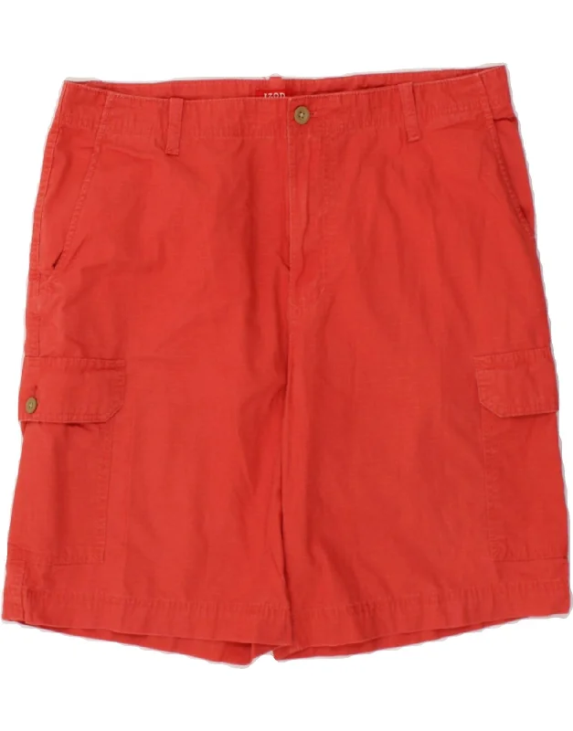 IZOD Mens Cargo Shorts W36 Large Red Cotton