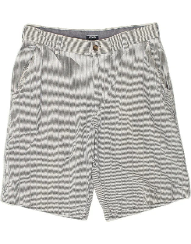 IZOD Mens Chino Shorts W34 Large Grey Pinstripe