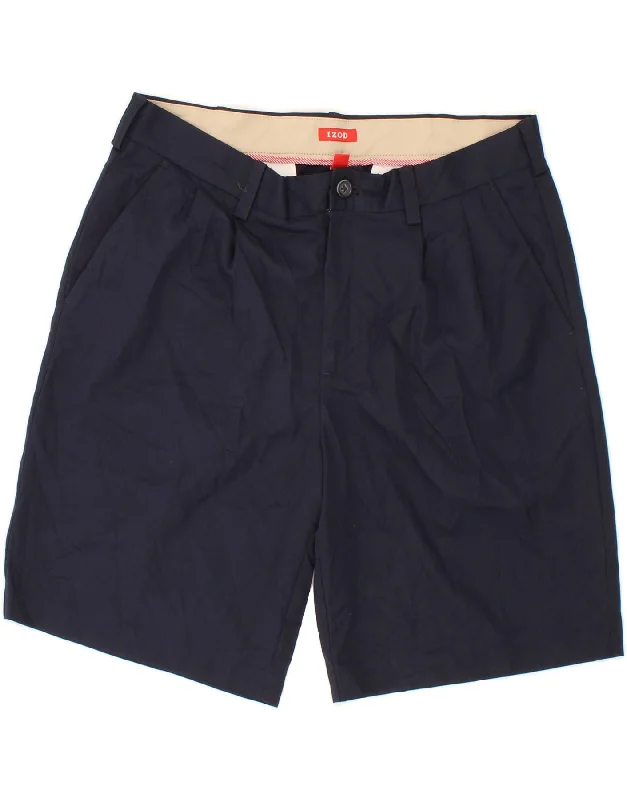 IZOD Mens Chino Shorts W34 Large Navy Blue Polyester