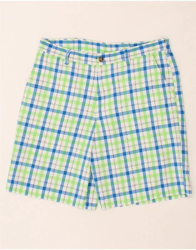 IZOD Mens Golf Chino Shorts W36 Large Blue Check Polyester