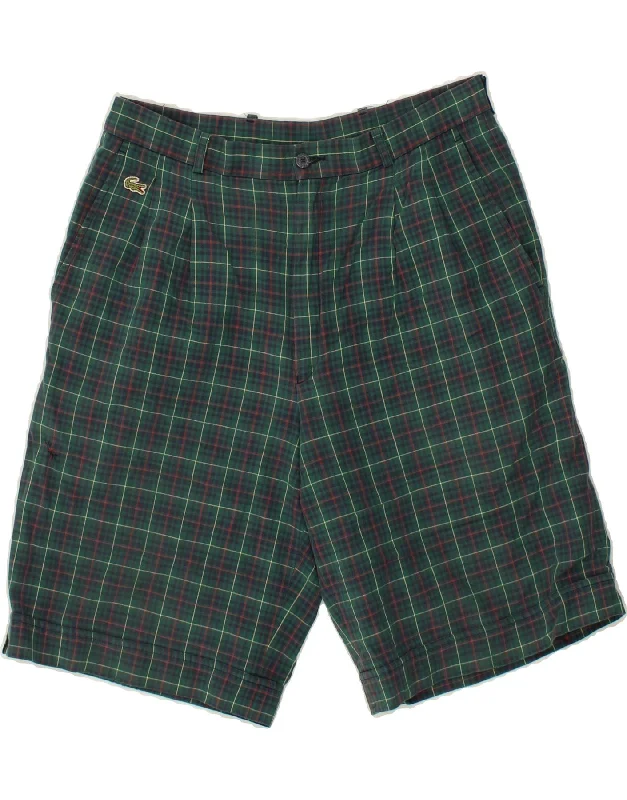 LACOSTE Mens Chino Shorts Size 40 Medium W30 Green Check Cotton