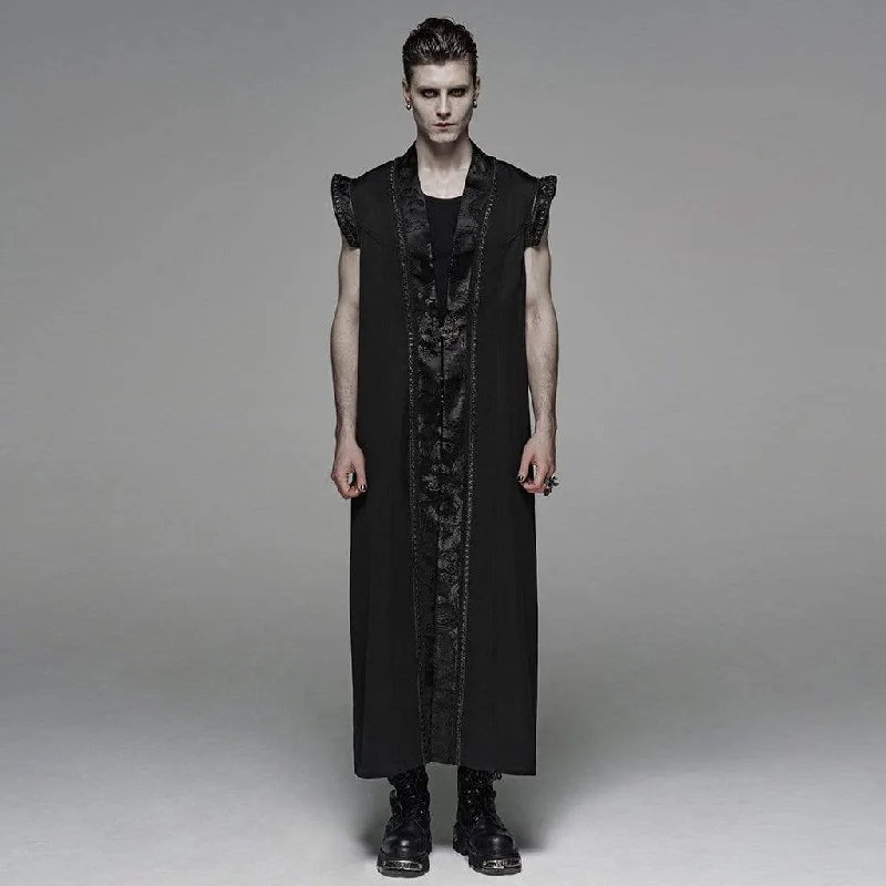 Men's Goth Floral Embroideried Kimono Vest