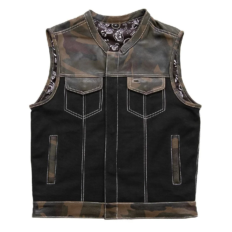 Defender Motorcycle Leather Canvas Vest