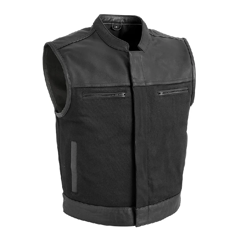 Lowrider Men's Motorcycle Leather/Twill Vest