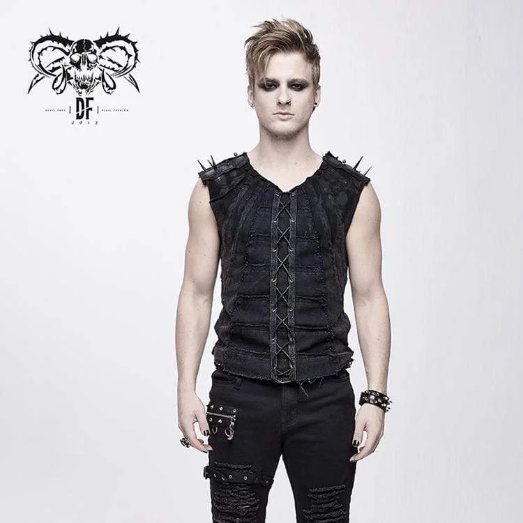 Men's Punk Rivets Lacing Vest