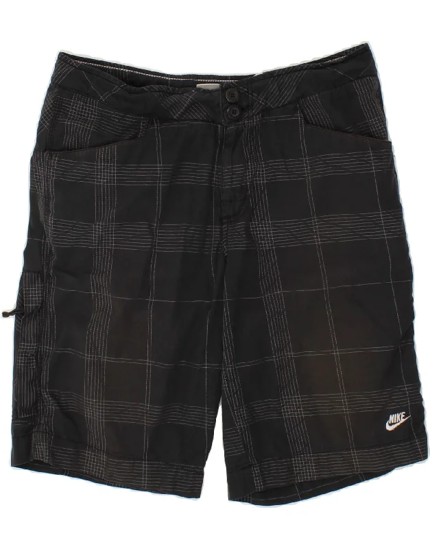 NIKE Mens Cargo Shorts W32 Medium  Black Plaid Cotton