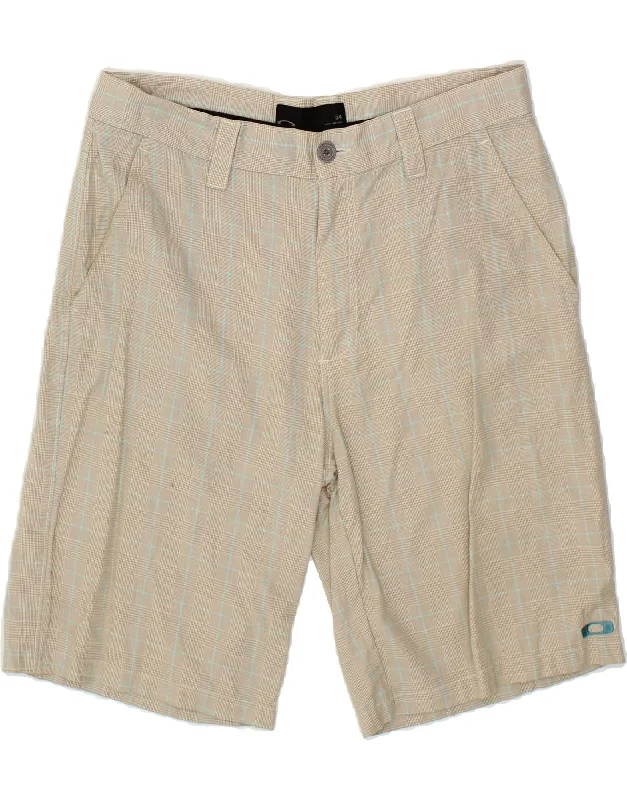 OAKLEY Mens Chino Shorts W34 Large Beige Check Cotton