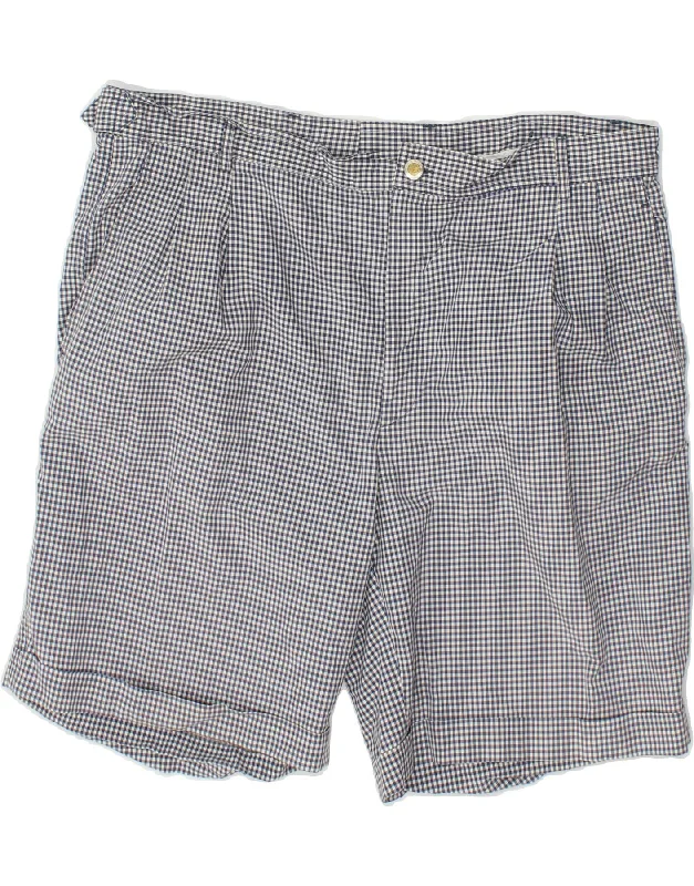 PAUL & SHARK Mens Pegged Chino Shorts IT 56 3XL W38 Navy Blue Gingham