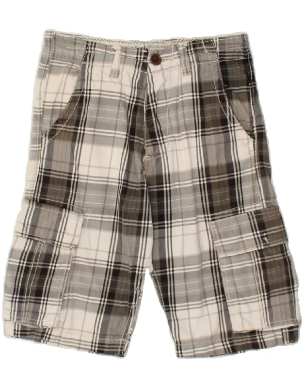 PULL & BEAR Mens Cargo Shorts W29 Small  Grey Check Cotton