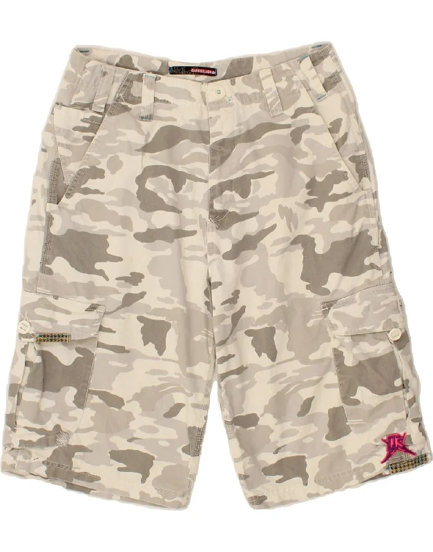 QUIKSILVER Mens Cargo Shorts W30 Medium Grey Camouflage Cotton