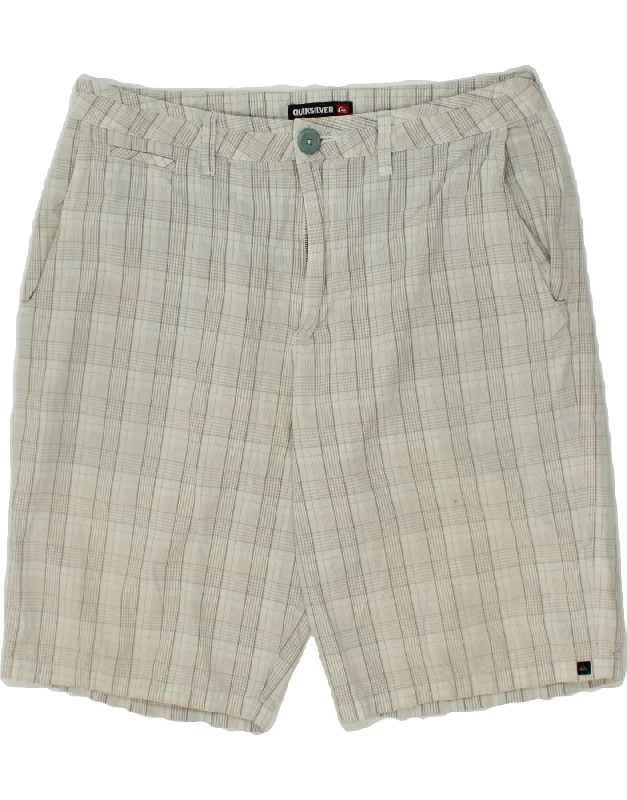 QUIKSILVER Mens Chino Shorts W34 Large  Grey Check Cotton