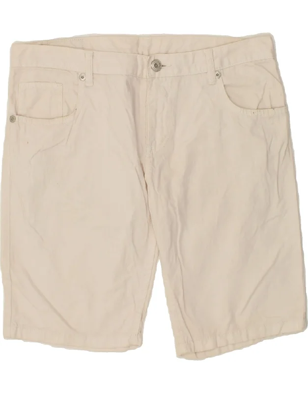 STEFANEL Mens Denim Shorts IT 50 Large W34  White Cotton