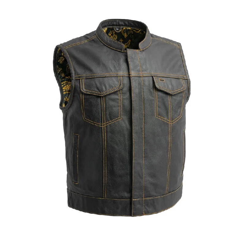 The Volt Men's Motorcycle Leather Vest, Multiple Color Options