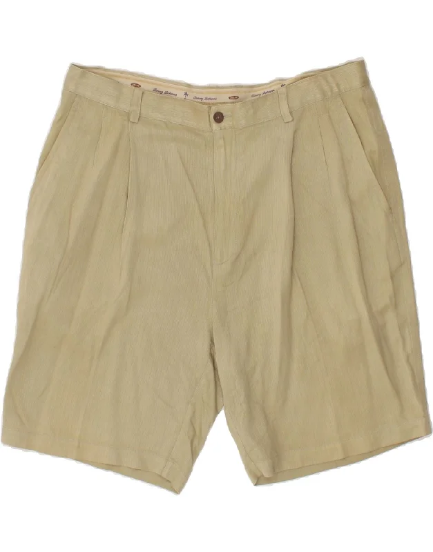 TOMMY BAHAMA Mens Pegged Chino Shorts W38 XL Beige Silk