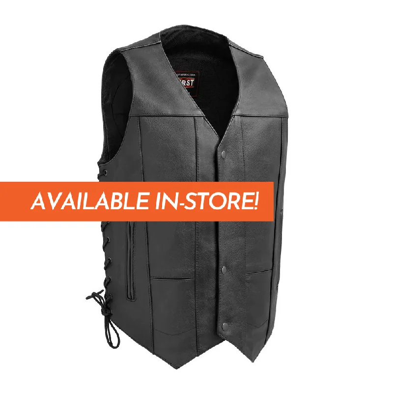 Top Biller Men's Motorcycle Western Style Leather Vest - Extreme Biker Leather