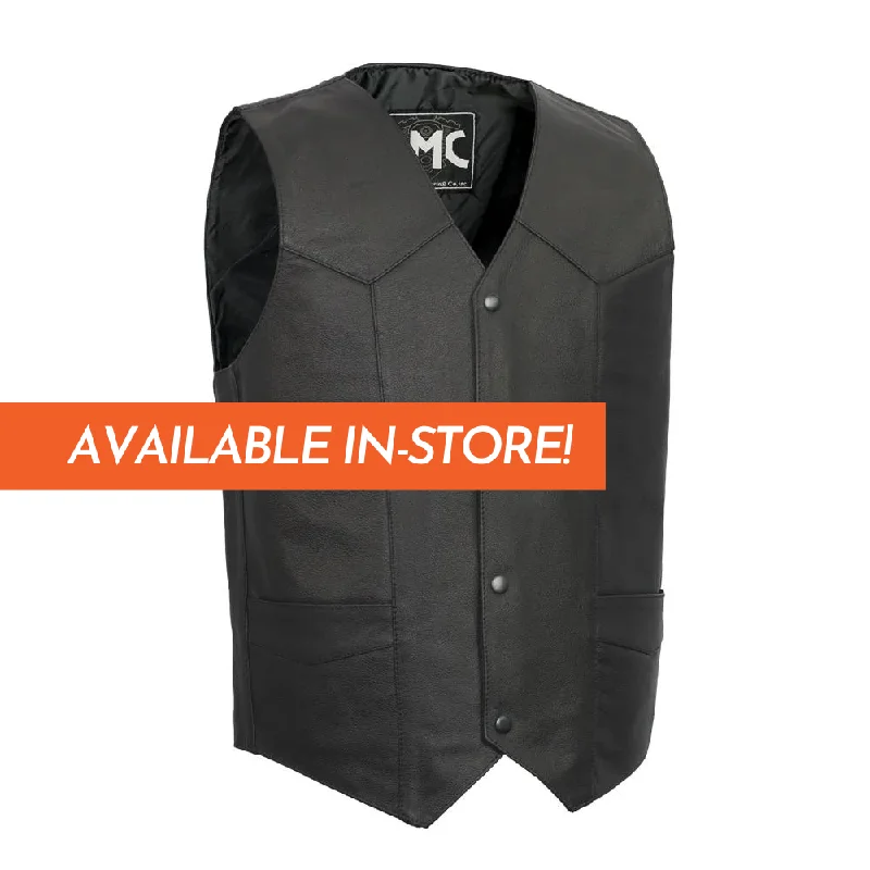 Top Shot Men's Motorcycle Western Style Leather Vest - Extreme Biker Leather