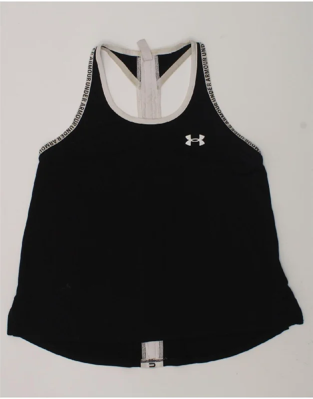 UNDER ARMOUR Girls Vest Top 11-12 Years Medium  Black