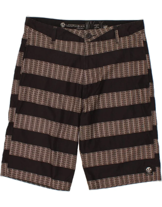 VANS Mens Chino Shorts W34 Large Brown Striped Polyester