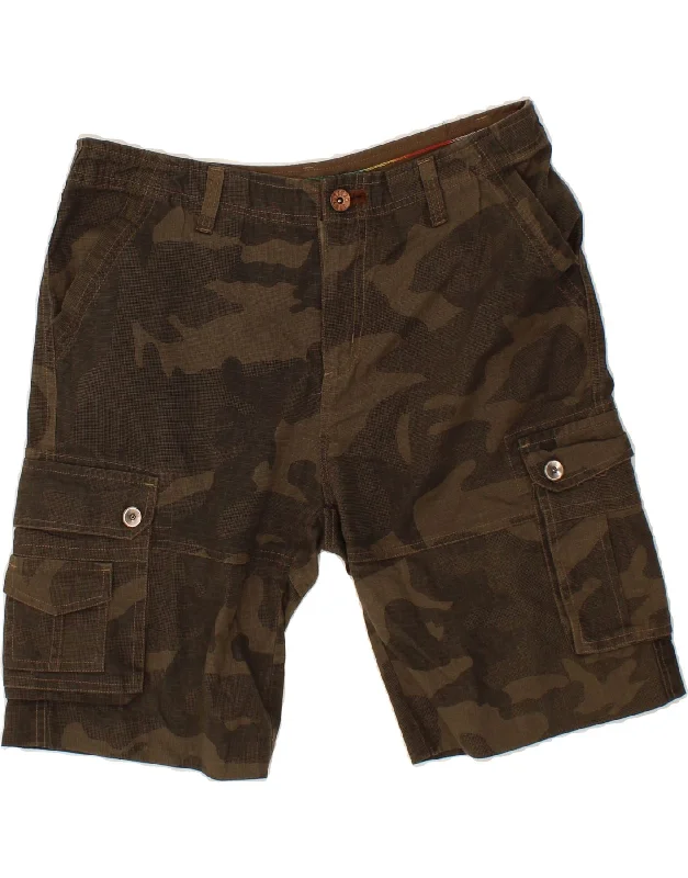 VINTAGE Mens Cargo Shorts W32 Medium Brown Camouflage Cotton